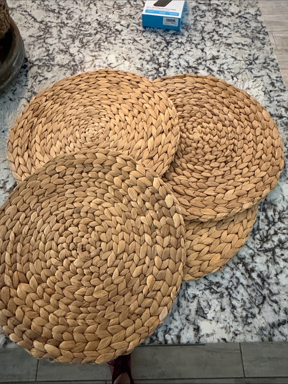 Woven Natural Seagrass Round Placemat - Brown Charger Rattam | Set of 4 - Picture 3 of 5